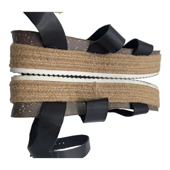 Patrizia by Spring Step Larissa Platform Sandals Size 39 US 8-8.5 Black Jute - Picture 6 of 7